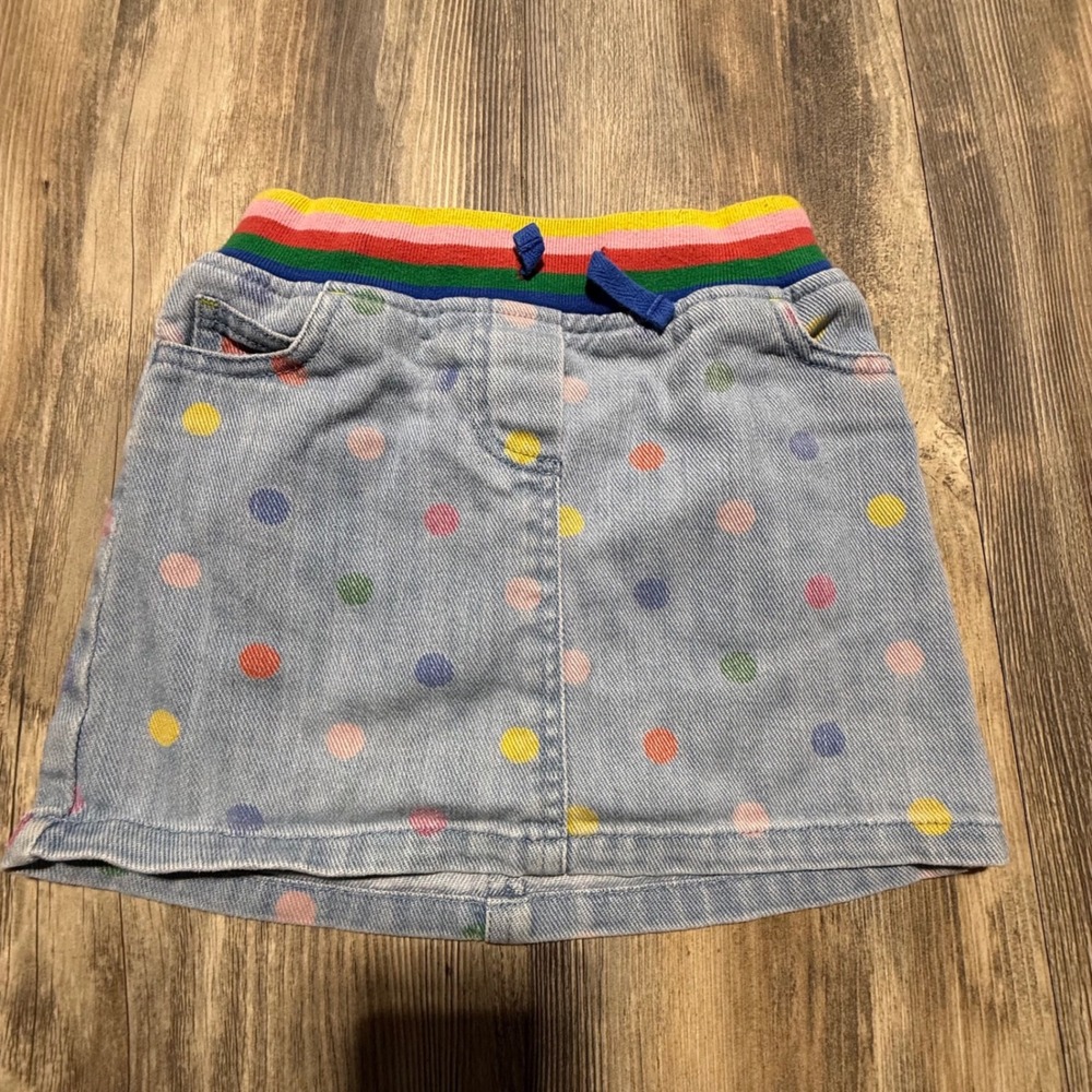 Kidcore Mini Boden Denim Skirt Rainbow Polka Dot Playwear Skirt